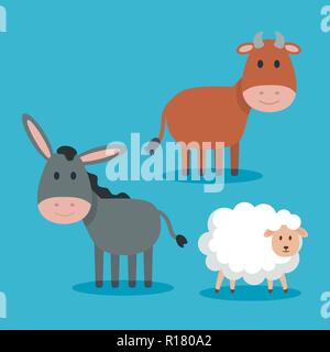 cute animals manger characters vector illustration design Stock Vector