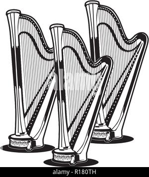 Music Art Sound Band Culture Musical instrument Saxophone Instruments Trumpet Musical Musician Orchestra Instrument Realistic Harp Cello Stock Vector
