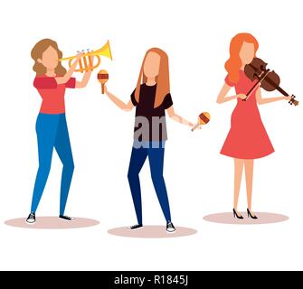 group of women playing instruments in the camp Stock Vector Image & Art ...