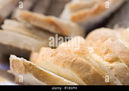 sliced bread on table selection macro Stock Photo