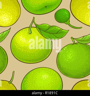 green mandarin fruit vector pattern color background Stock Vector