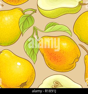 pear vector pattern on color background Stock Vector