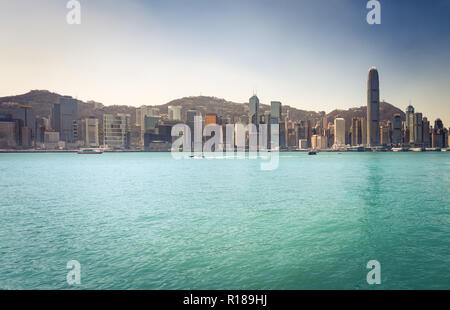 Panoramic view of Hong Kong City. Skyline Panorama Stock Photo