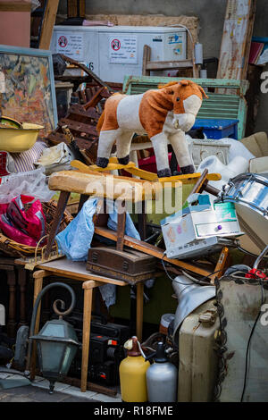 TEL AVIV-JAFFA, ISRAEL - 24 NOVEMBER 2017:Street flea market of old things and antiques in the old district of Tel Aviv Stock Photo
