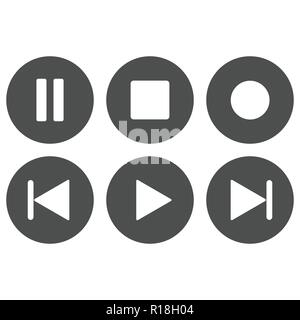 Media player icon set. Vector illustration, flat design. Stock Vector
