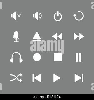 Media player icon set. Vector illustration, flat design. Stock Vector