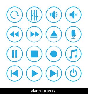 Media player icon set. Vector illustration, flat design. Stock Vector