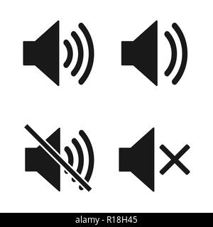 Sound icon. Set speaker icon. Sound vector icon, music volume symbol. Vector Illustration. Flat design. Stock Vector