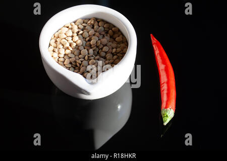 Diced red onion on black background Stock Photo