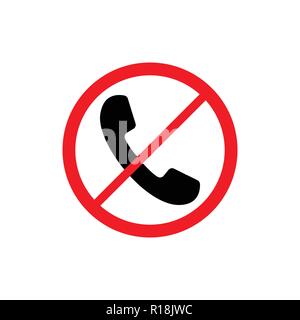 No call sign. No phone icon Flat vector illustration. Stock Vector