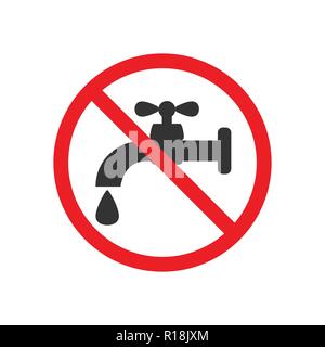 Do not drink water. Faucet icon, water tap sign. Vector illustration. Stock Vector
