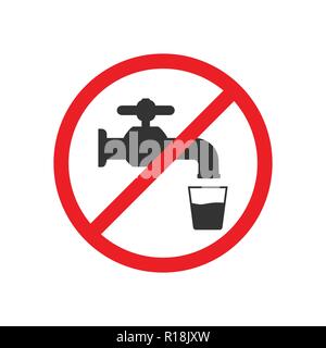 Do not drink water. Faucet icon, water tap sign. Vector illustration. Stock Vector