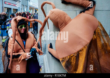 people wearing a carnival costumes at Luzern Carnival, Switzerland Stock Photo