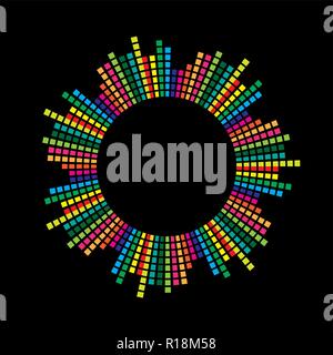 circle mosaic equalizer  design isolated on black background Stock Vector