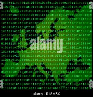 binary code europe map concept design green matrix background Stock Vector