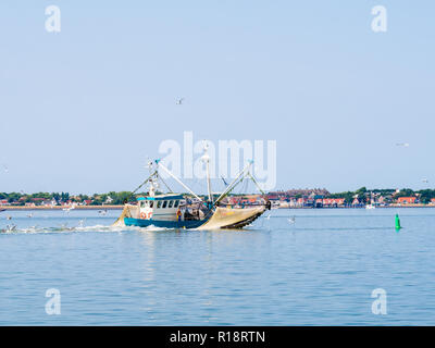 Dutch shrimper or shrimp cutter fishing boat on the Wadden Sea, Netherlands  Stock Photo - Alamy