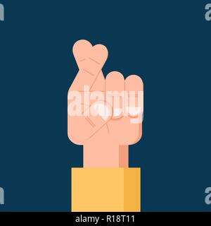 Fingers crossed Flat icon. Isolated Vector symbol Stock Vector