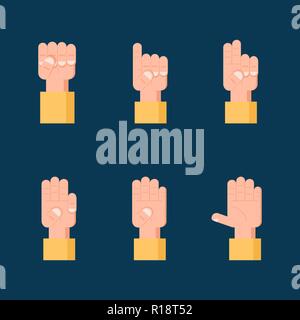 Set of counting hand signs. Communication concept. Stock Vector