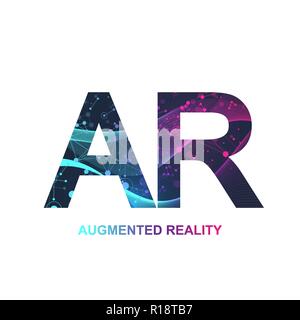 Augmented reality concept banner, AR. Virtual reality and augmented reality logo. Modern technologies sci-fi concept, vector Stock Vector