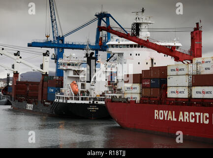 Commercial shipping in Sundahöfn port of Reykjavik: Iceland Stock Photo