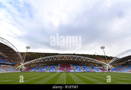 General view of the pitch ahead of the Premier League match at the John Smith's Stadium, Huddersfield. Stock Photo