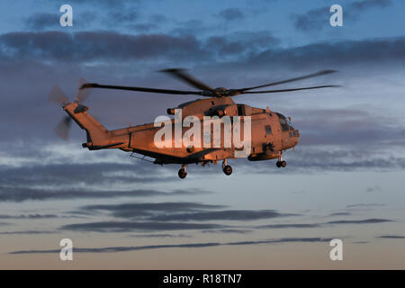 Royal Navy helicopter the Merlin HM2 of 814 Naval Air Squadron Stock Photo