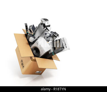 Appliances in the box 3d render on white Stock Photo