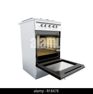 open gas stove 3d render no shadow Stock Photo