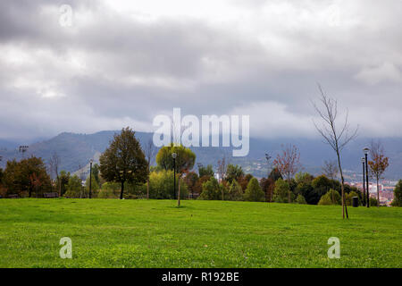 clouded landscape of a park in Bilbao. Winter time Stock Photo