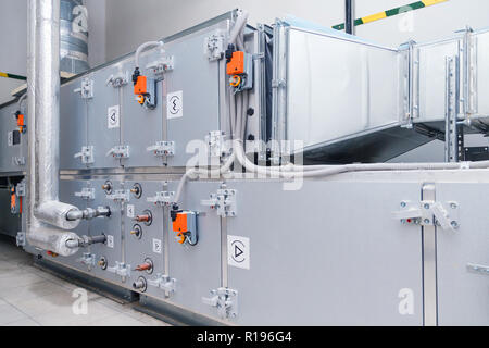 Industrial ventilation handling unit. Recirculation system appliance. Stock Photo