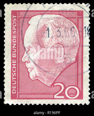 Postmarked stamp from the Federal Republic of Germany in the Lübke, Heinrich series issued in 1964 Stock Photo