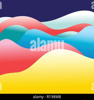 Bright abstract multicolored background with different waves and hills Stock Vector