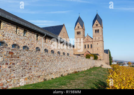 Eibingen Abbey (Abtei St. Hildegard), near Rüdesheim, Hesse, Germany. 7th November 2018 Stock Photo