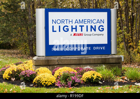 A logo sign outside of a facility occupied by North American Lighting in Farmington Hills, Michigan, on October 27, 2018. Stock Photo