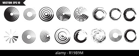 Set of vector black circles. Black spots on white background isolated. Spots for grunge design Stock Vector