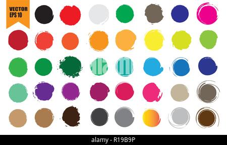 Set of multicolored beautiful watercolor circles. Elements of watercolor design. Vector illustration Stock Vector