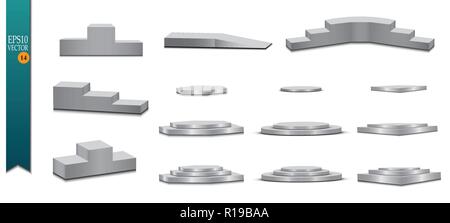 Podium, isolated on a transparent background. 3d pedestal. Vector illustration Stock Vector