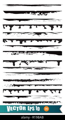 Set of Hand Drawn Grunge Brush Lines, vector illustration Stock Vector