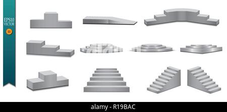 Podium, isolated on a transparent background. 3d pedestal. Vector illustration Stock Vector