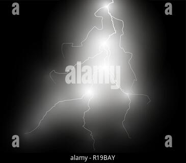 Storm with Lightning isolated on transparent background. Stock Vector