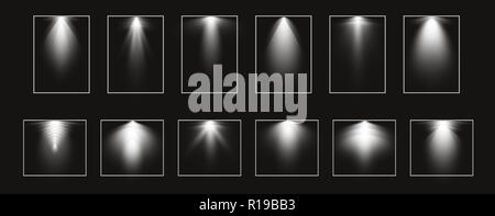 A set of frames of a soviet weighing on the wall. Frame for the image, rectangular, rectangular frame and the lamp on the wall, vector illustration Stock Vector