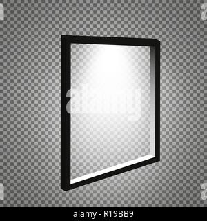 A frame with light weighing on the wall. Frame for the image, rectangular, rectangular frame and the lamp on the wall, vector illustration Stock Vector