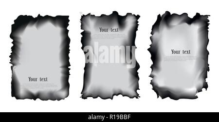 Set of scorched papers on a transparent background, isolated vector illustration Stock Vector