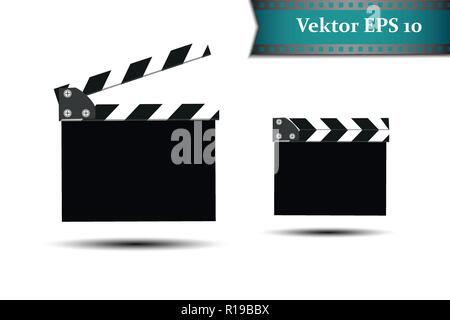 A set of clapper, on a white background with natpisyaami kamkra.Realistichesky cinema Stock Vector