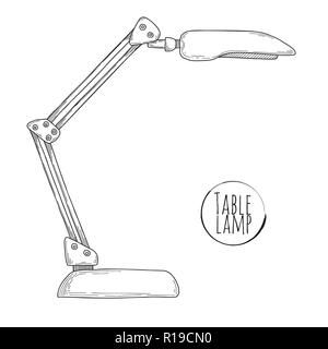 Sketch desk lamp. Table lamp isolated on white background. Vector Stock Vector