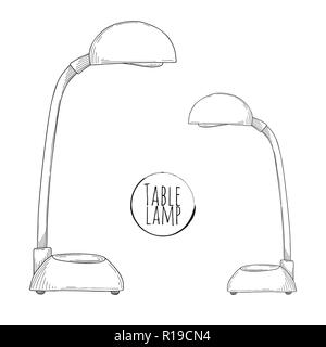 Sketch desk lamp. Table lamp isolated on white background. Vector Stock Vector