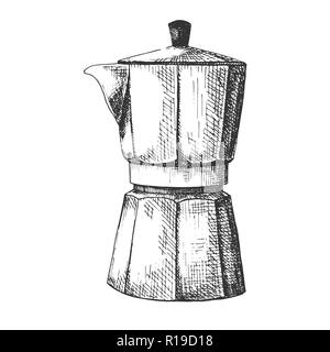 Sketch coffee maker. Coffee maker isolated on white background. Stock Vector