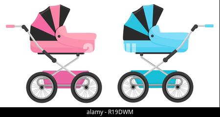 Two strollers isolated on white background. Vector Stock Vector
