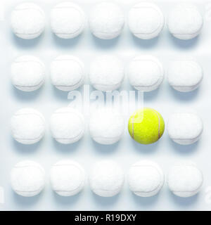 Individuality concept with tennis balls top view Stock Photo