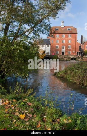 the old watermill at Elstead in autumn, Surrey (now a restaurant), England Stock Photo